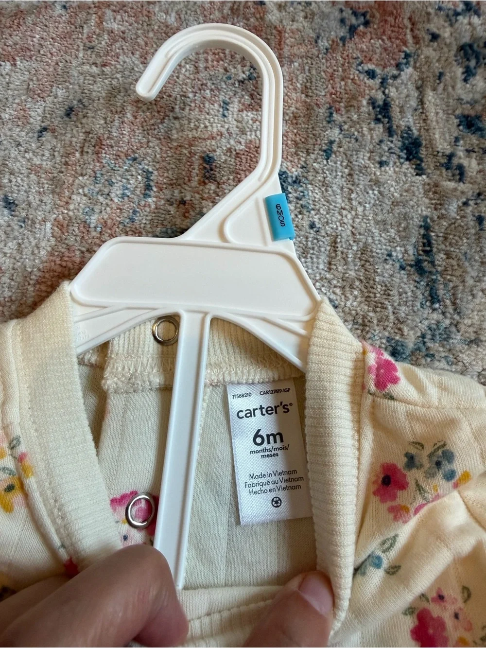 Carter's Cream Quilted Floral Long-Sleeve Dress